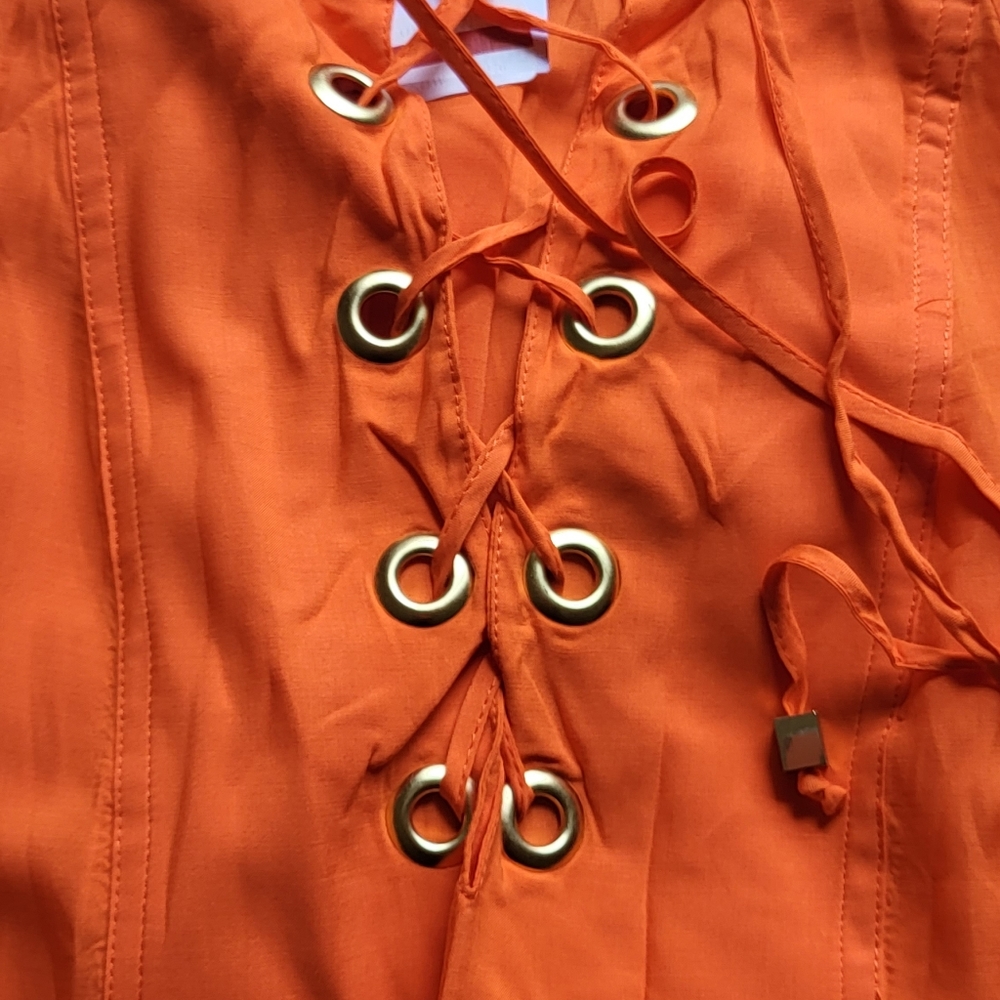 Michael kors orange blouse Lace-detail Size S Nwt - Picture 10 of 10